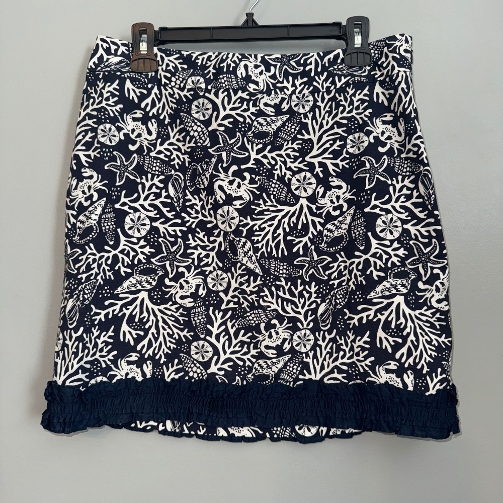 EUC Vineyard Vines Tropical Sea Coral Ruffle Hem A-Line Skirt Size 8